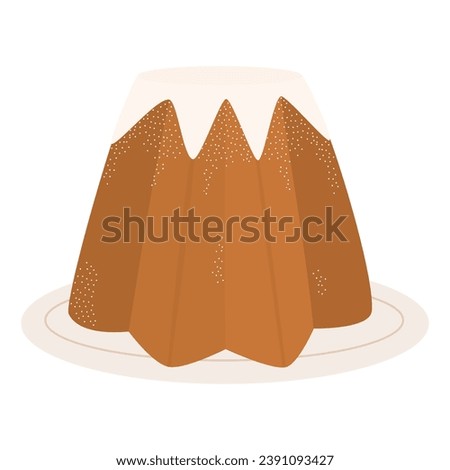 Hand drawn Pandoro traditional italian Christmas cake vector illustration isolated on white background