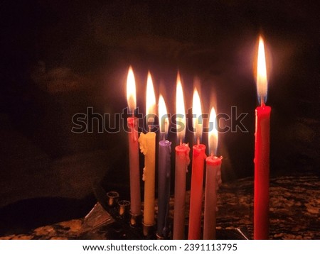 Chanukah Candles x 7 Glowing in Dark Room