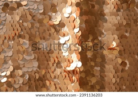 Large Gold Sequin Curtains. Sequin Curtains. Beautiful Gold glitter background. Holiday background with Blue sequins. Hanging curtain. Sparkling sequined textile. Gold Copper Sequin  Draperies. 