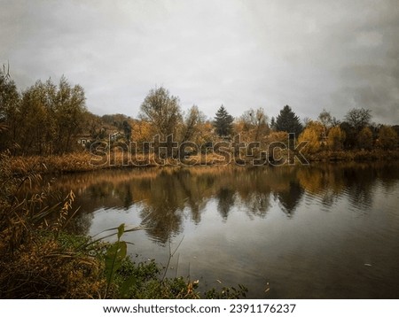 Autumn picture of a city pond