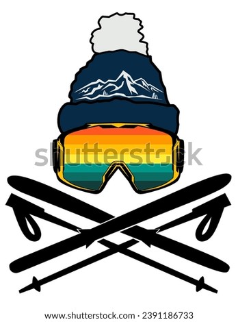 Vector design of glasses and snow hat, for clothing designs, logos, stickers, and others