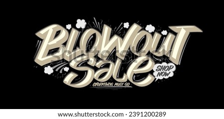 Blowout sale vector poster design template with hand drawn golden lettering Royalty-Free Stock Photo #2391200289
