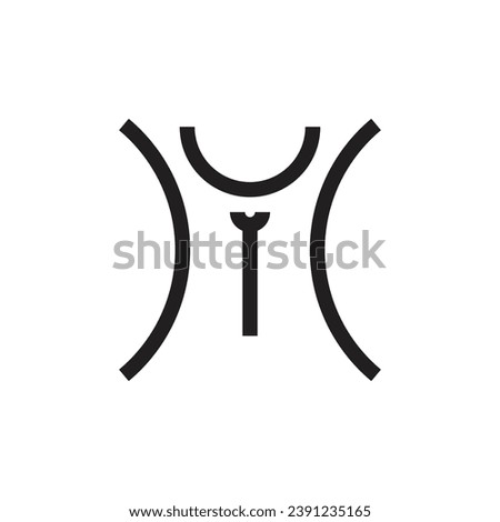 letter m and torch logo.  simple black and white line vector.