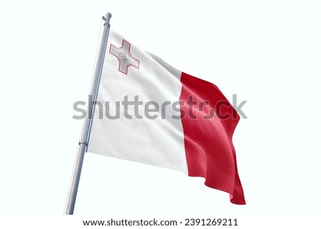 Waving flag of Malta in white background. Malta flag for independence day. The symbol of the state on wavy fabric. Royalty-Free Stock Photo #2391269211