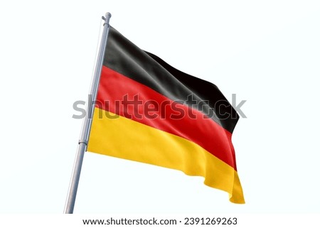 Waving flag of Germany in white background. Germany flag for independence day. The symbol of the state on wavy fabric. Royalty-Free Stock Photo #2391269263