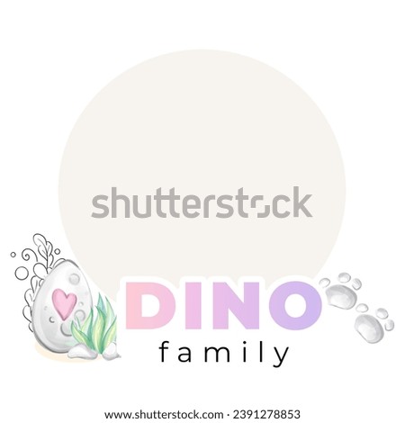 Template frame watercolor cute baby dinosaur Dino family. Design for nursery