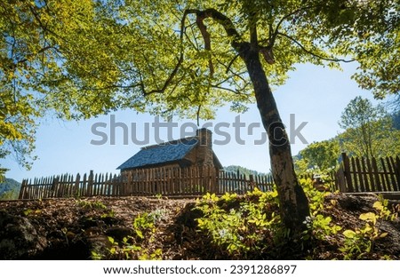 Mountain Farm Museum and Mingus Mill at Great Smoky Mountains National Park in North Carolina Royalty-Free Stock Photo #2391286897