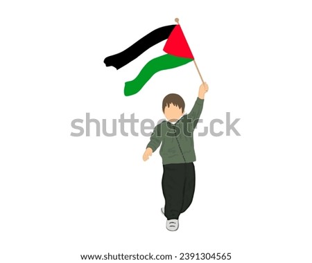 palestine children hold their national flag 