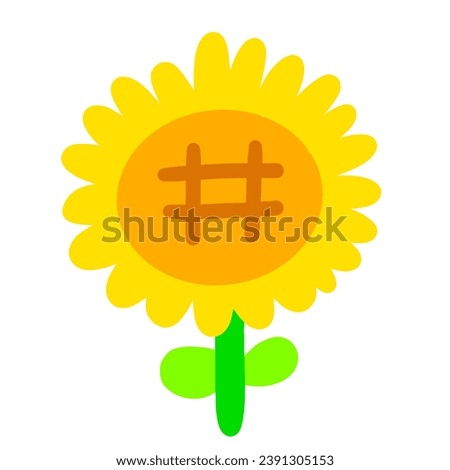 Cute Yellow sunflower illustration minimal style