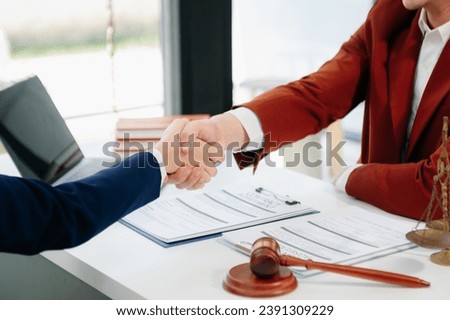 Business and Male lawyer or judge consult having team meeting with client, Law and Legal services concept.Customer service good cooperation in office
