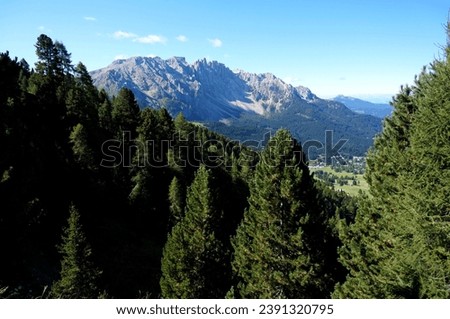 Awesome Dolomites: Fantastic mountain scenery in Rosengarten Schlern Naturepark. Panoramic view in Alto Adige, South Tyrol, Italy