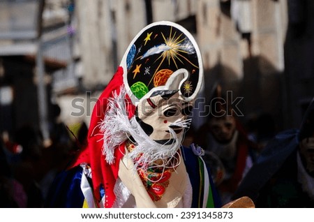 traditional carnival mask from Xinzo de Limia, Ourense. Galicia, Spain. Royalty-Free Stock Photo #2391345873