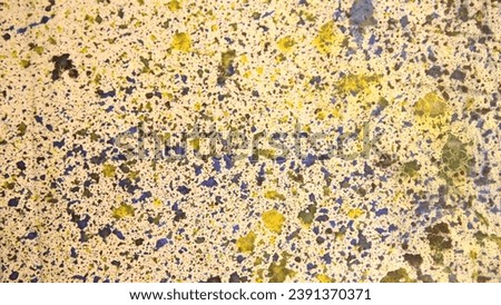 A Unique dotted texture terrazzo-styled pattern featuring a blend of lemon green, blue, and white paint splashes