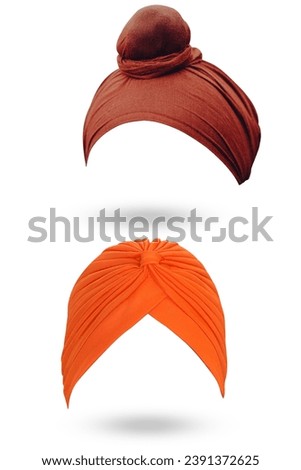 Indian Culture Turbans and topi in different colour style and multy patterns, Types of Punjabi Turbans  Pa gadi in Different Pattern and Colours, red turban, bhagwa turban, blue turban, white turban Royalty-Free Stock Photo #2391372625