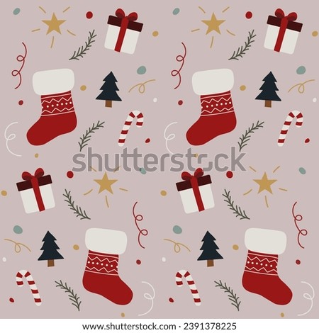 vintage seamless Christmas pattern, happy new year, wrapping paper, gift, Christmas Eve, vector