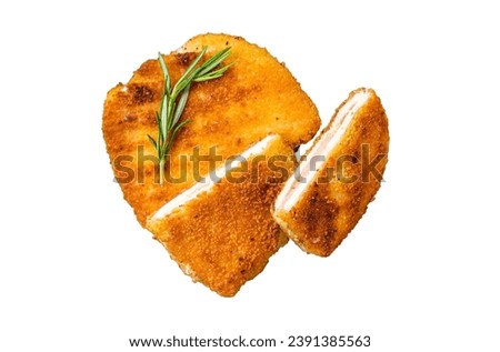 Schnitzel Cordon bleu fillet cutlet with ham and cheese. Isolated, white background Royalty-Free Stock Photo #2391385563