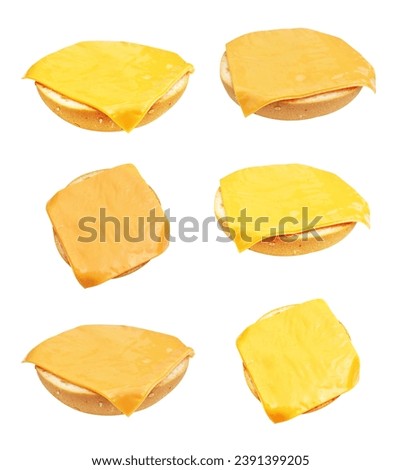 Cheese slice burger isolated clipping path, no shadow in white background