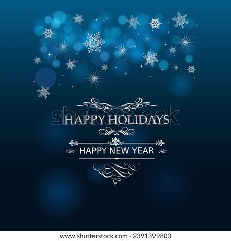 Happy New Year 2024 beautiful sparkling design of numbers on dark blue background with lights, pine branches and shining falling snow Royalty-Free Stock Photo #2391399803
