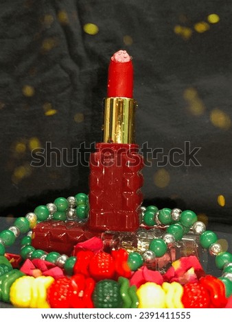Beautiful CloseUp Picture of the Red lipstick photography with black background 