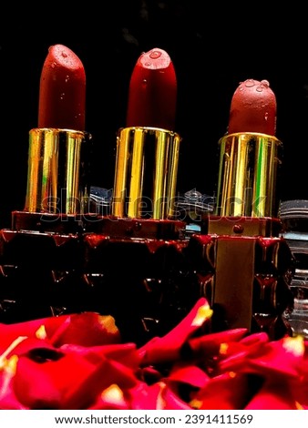 Beautiful CloseUp Picture of the Red lipstick photography with black background 