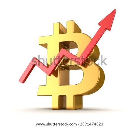 Bitcoin Symbol and Business Chart , This is a 3d rendered computer generated image. Isolated on white.