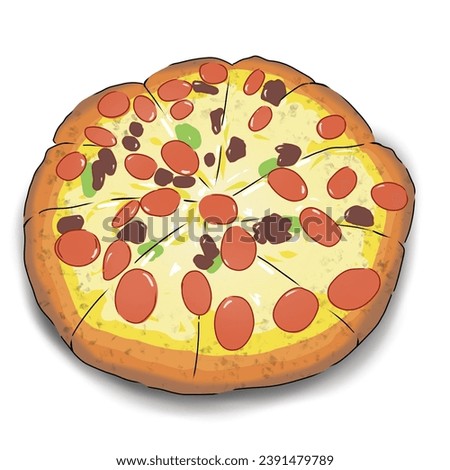 Delicious Cartoon Pizza – Simple and Vibrant: Perfect for marketing materials, menus, or creative projects. No background