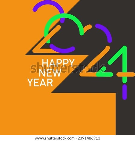 2024 Happy New Year poster. Typography logo design. Vector illustration
