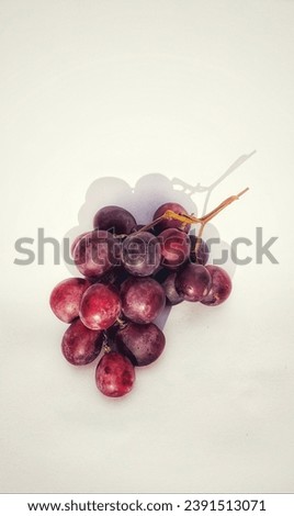 Portrait a sprig of red grapes or vitis vinifera is photographed with a shadow concept on the photo object.