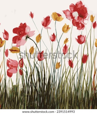 watercolor arrangements with garden flowers. Decorative flower elements template. Flat cartoon illustration isolated of background