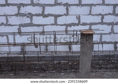 Masonry made of gas silicate block. Construction of a country house. Wall of a new house under construction