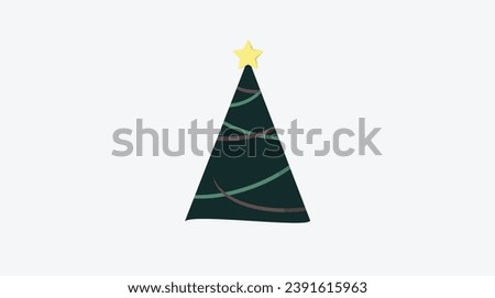 Christmas tree illustration, flat design, Use for graphics, videos, postcards, websites, and more. Royalty-Free Stock Photo #2391615963