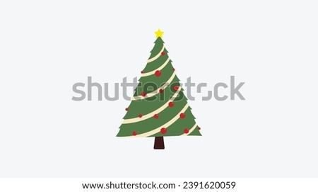 Christmas tree illustration, flat design, Use for graphics, videos, postcards, websites, and more. Royalty-Free Stock Photo #2391620059