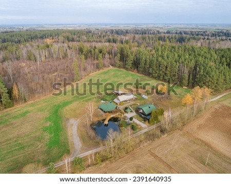 An aerial view of autumn fall colors