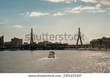 Skyline Boston Massachusetts with Boats