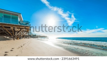 Beach house in Malibu, California Royalty-Free Stock Photo #2391663491