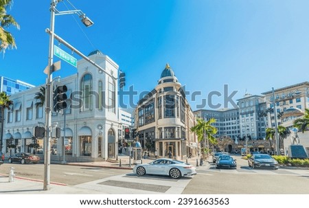Beverly Hills, California - November 02, 2016: Rodeo Drive on a sunny day Royalty-Free Stock Photo #2391663563