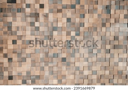 Background of many wooden cubes. Wooden texture for inserting inscriptions and text.