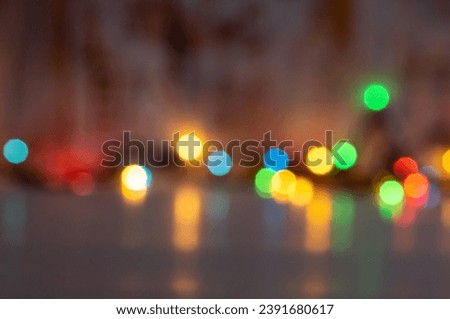 Blurred background of Christmas lights garland lights