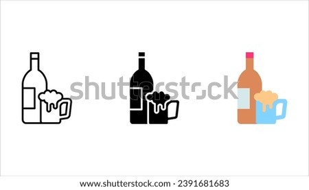 beer icons set thin line for web and mobile, vector illustration on white background