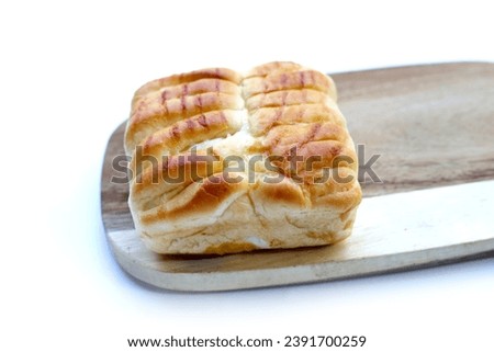 Pork flossy bread on white background.