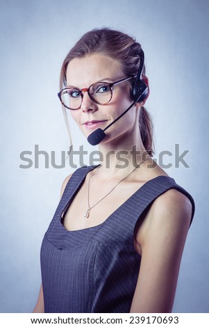 Support phone operator in Headset Isolated on White Background