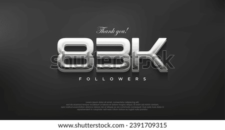 Simple and elegant thank you 83k followers, with a modern shiny silver color.