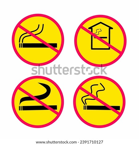 Set of icons showing non-smoking signs, vector illustration