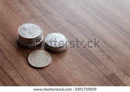 Pile of Indonesian rupiah coins.  Finance concept photograph