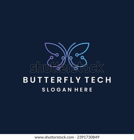 Butterfly tech Logo Template Design Vector, Emblem, Design Concept .