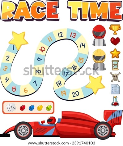 A vector cartoon illustration of a maze game with a car racing theme