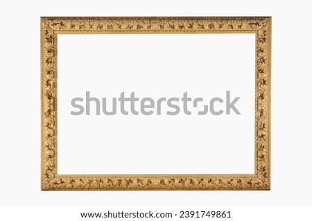 Photo frame carved engraved vintage floral ornamental thin isolated white backround