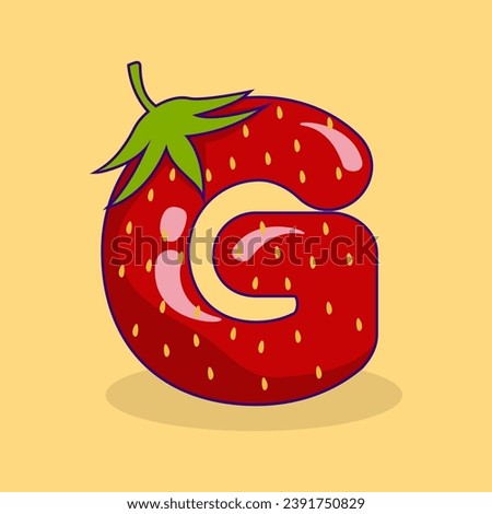 strawberry letter icon logo illustration