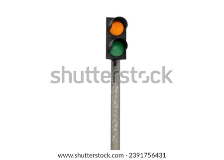 Green and red color traffic lights isolated over a white background