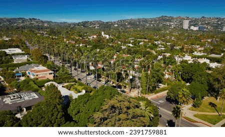 Aerial view over Beverly Hills in Los Angeles by drone - aerial photography